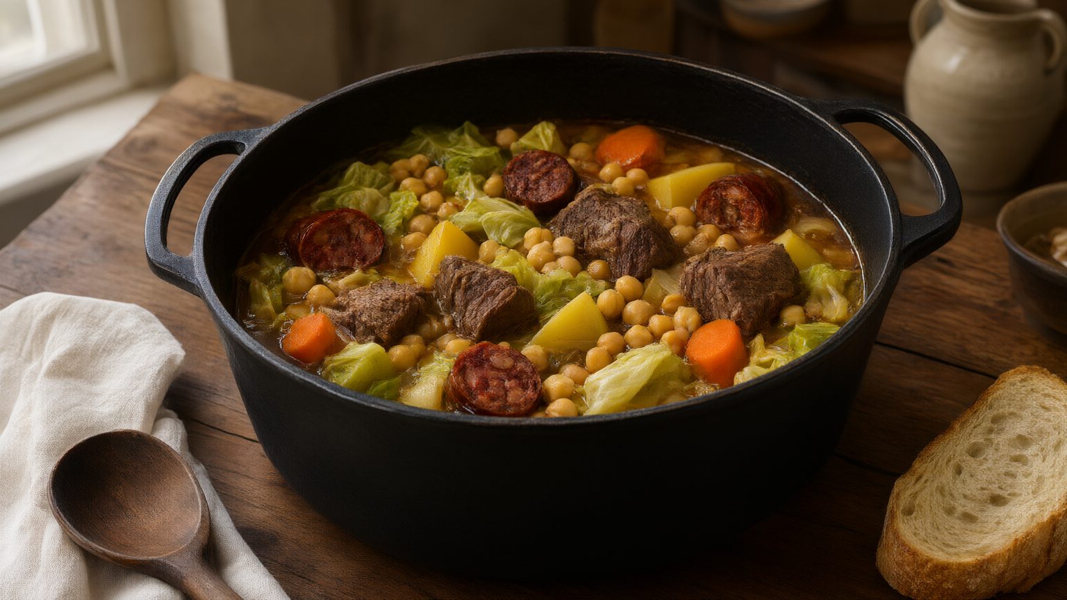Cocido madrileño en cocotte