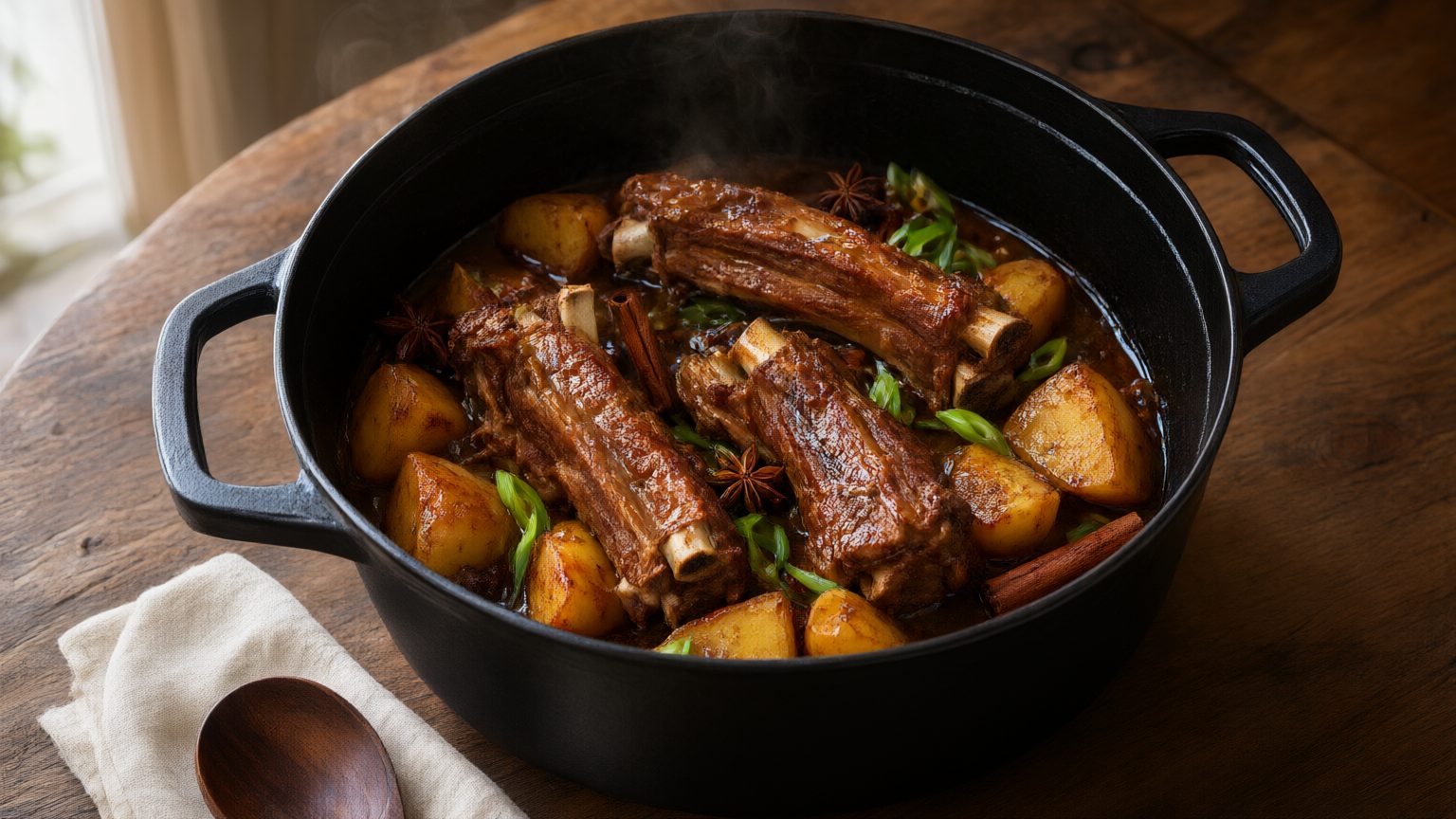 Costillas de cerdo guisadas en cocotte